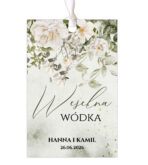 Zawieszki na butelki zielone, białe kwiaty