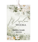 Zawieszki na butelki zielone, białe kwiaty