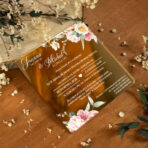 zaproszenia lustrzane złoto różowe kwiaty