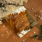 zaproszenia lustrzane złoto białe zielone kwiaty