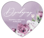 Magnesy podziękowania dla gości fioletowe tło kwiaty