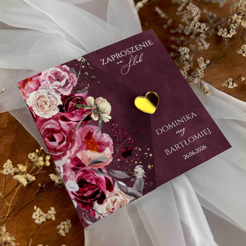 Luiza2-zaproszenia-slubne-ciemne-tlo-zlote-serce-lustro-wiz1 Zaproszenia ślubne różowe lustrzane złote serduszko