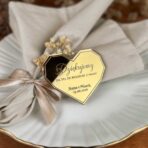 Magnesy lustrzane złoto – podziękowania dla gości weselnych grawerowane