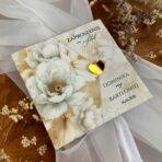 Zaproszenia ślubne kwiaty złote serce