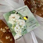 Zaproszenia ślubne kwiaty złote serce