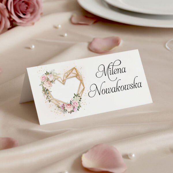 Winietki na stół weselny serce kiwaty
