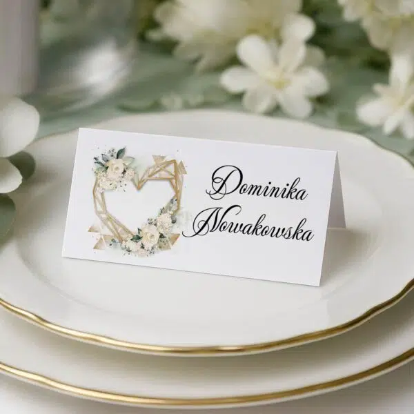 Winietki na stół weselny serce kiwaty