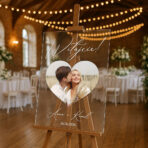 przezroczysta akrylowa tablica powitalna ze zdjęciem na wesele