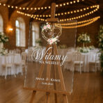 przezroczysta akrylowa tablica powitalna na wesele