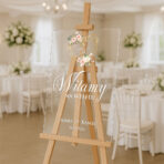 przezroczysta akrylowa tablica powitalna na wesele