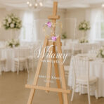 przezroczysta akrylowa tablica powitalna na wesele