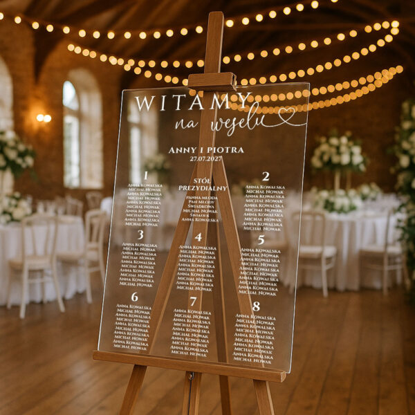Tablica akrylowa z usadzeniem gości 90x60