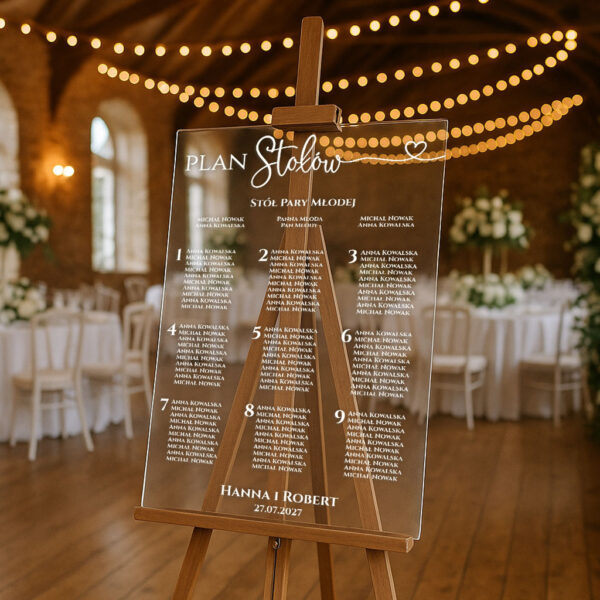 Tablica akrylowa z usadzeniem gości 90x60