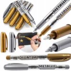 Pisaki Mazaki Markery Metaliczne Księga Gości Srebrny Złoty 2szt