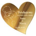 Magnesy lustrzane grawerowane w kształcie serca wesele ślub