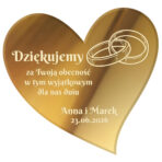 Magnesy lustrzane grawerowane w kształcie serca wesele ślub