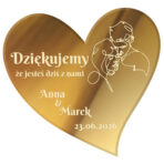 Magnesy lustrzane grawerowane w kształcie serca wesele ślub