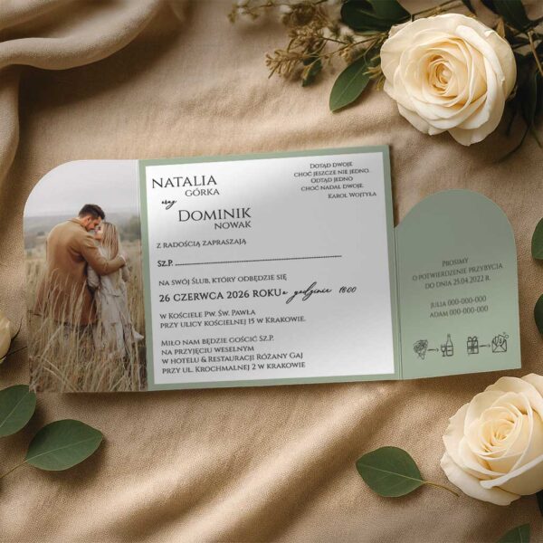 Zaproszenia ślubne składane ze zdjęciem