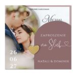 Zaproszenia ślubne składane ze złotym serduszkiem - Penelopa - obrazek 5