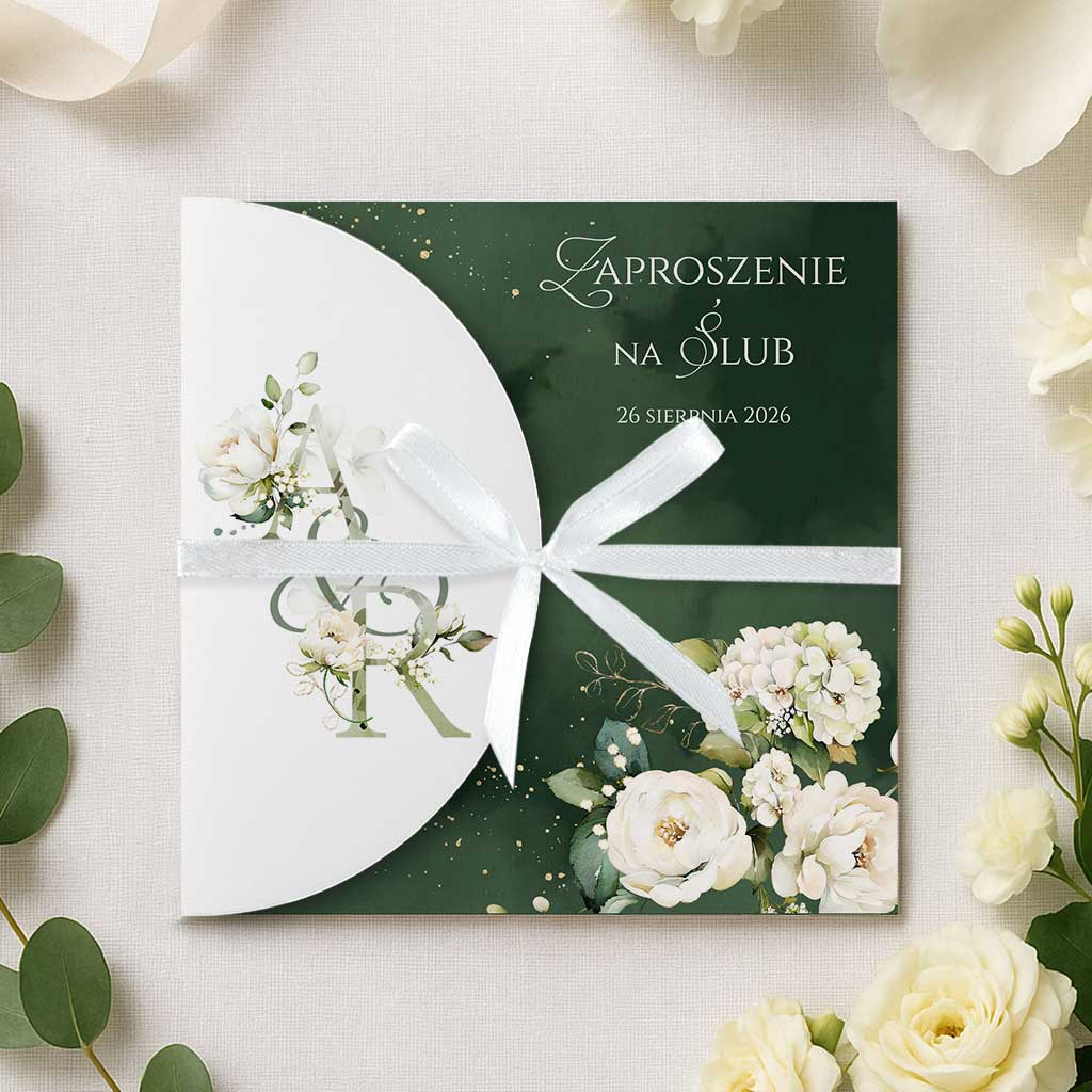 zaproszenia-slubne-skladane-zielone-Pelagia-wiz1 zaproszenia ślubne nietypowe ze wstążką