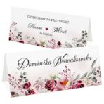 winietki ślubne na stół kwiaty