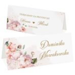 winietki ślubne na stół kwiaty