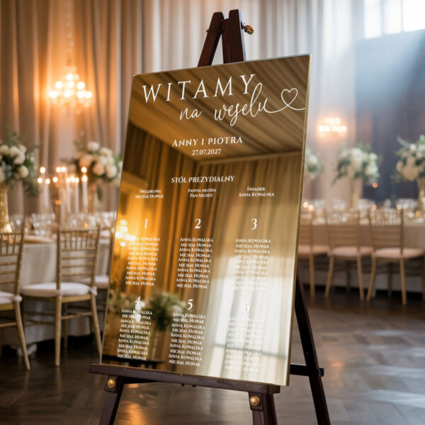 Lustrzana Tablica z usadzeniem gości 50x70