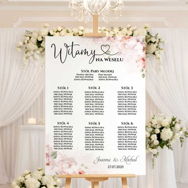 Tablica z usadzeniem gości