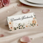 winietki ślubne na stół kremowe kwiaty