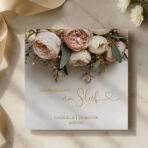 zaproszenia ślubne bukiet różowe kwiaty