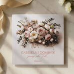 zaproszenia ślubne bukiet różowe kwiaty