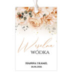 zawieszki na alkohol wesele beżowe kwiaty