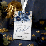 zawieszki na alkohol wesele granatowe kwiaty