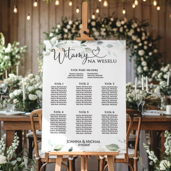 Tablica z usadzeniem gości Eukaliptus