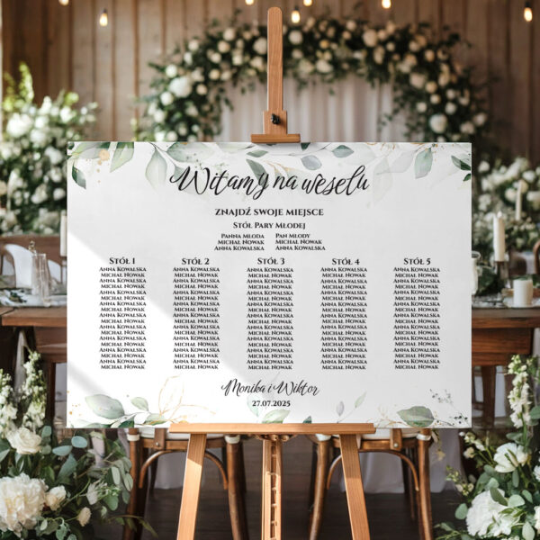 Tablica z usadzeniem gości Eukaliptus