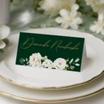 Winietki na stół weselny ciemne zielone tło