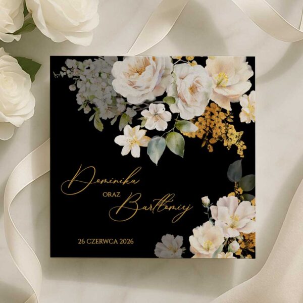 Zaproszenia ślubne ciemne tło