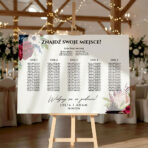 Tablica z usadzenie gości poziomo