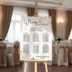 Tablica z usadzeniem gości wesele. Plan stołów