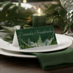 Winietki na stół weselny ciemne zielone tło