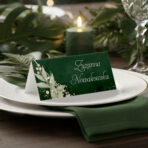 Winietki na stół weselny ciemne zielone tło