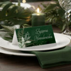 Winietki na stół weselny ciemne zielone tło