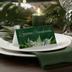 Winietki na stół weselny ciemne zielone tło