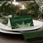 Winietki na stół weselny ciemne zielone tło