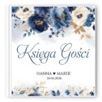 Księga gości granatowe kwiaty