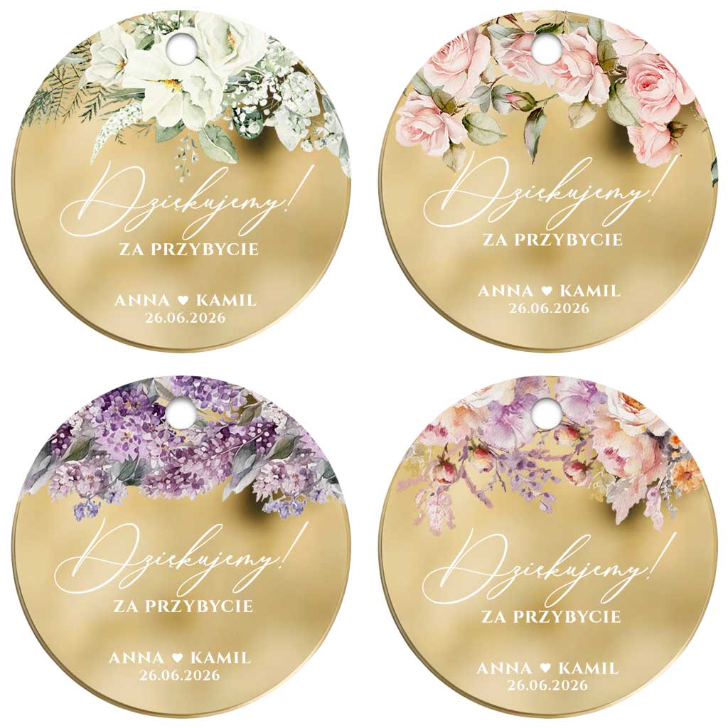 podziękowania dla gości zawieszka lustrzane złoto