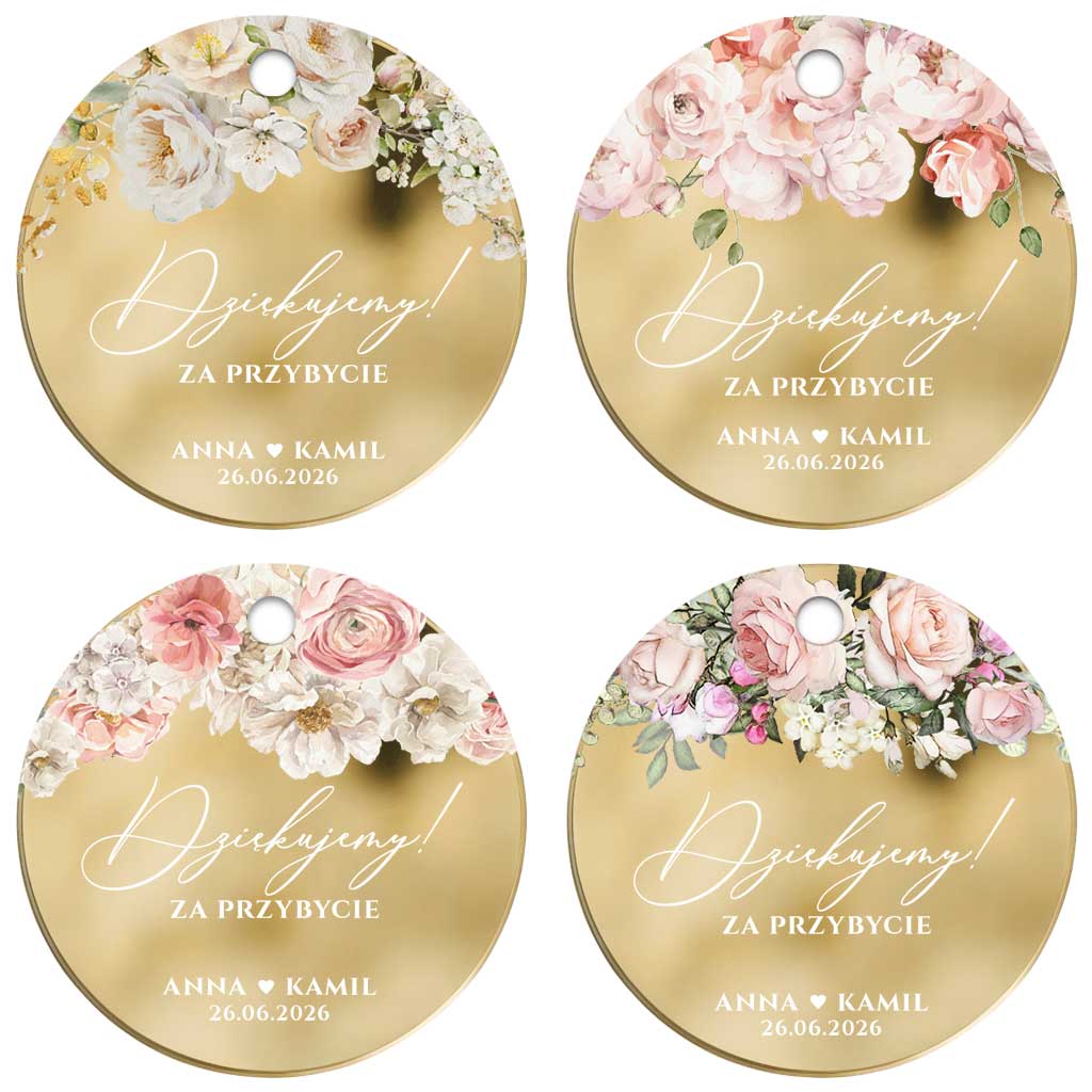 podziękowania dla gości zawieszka lustrzane złoto