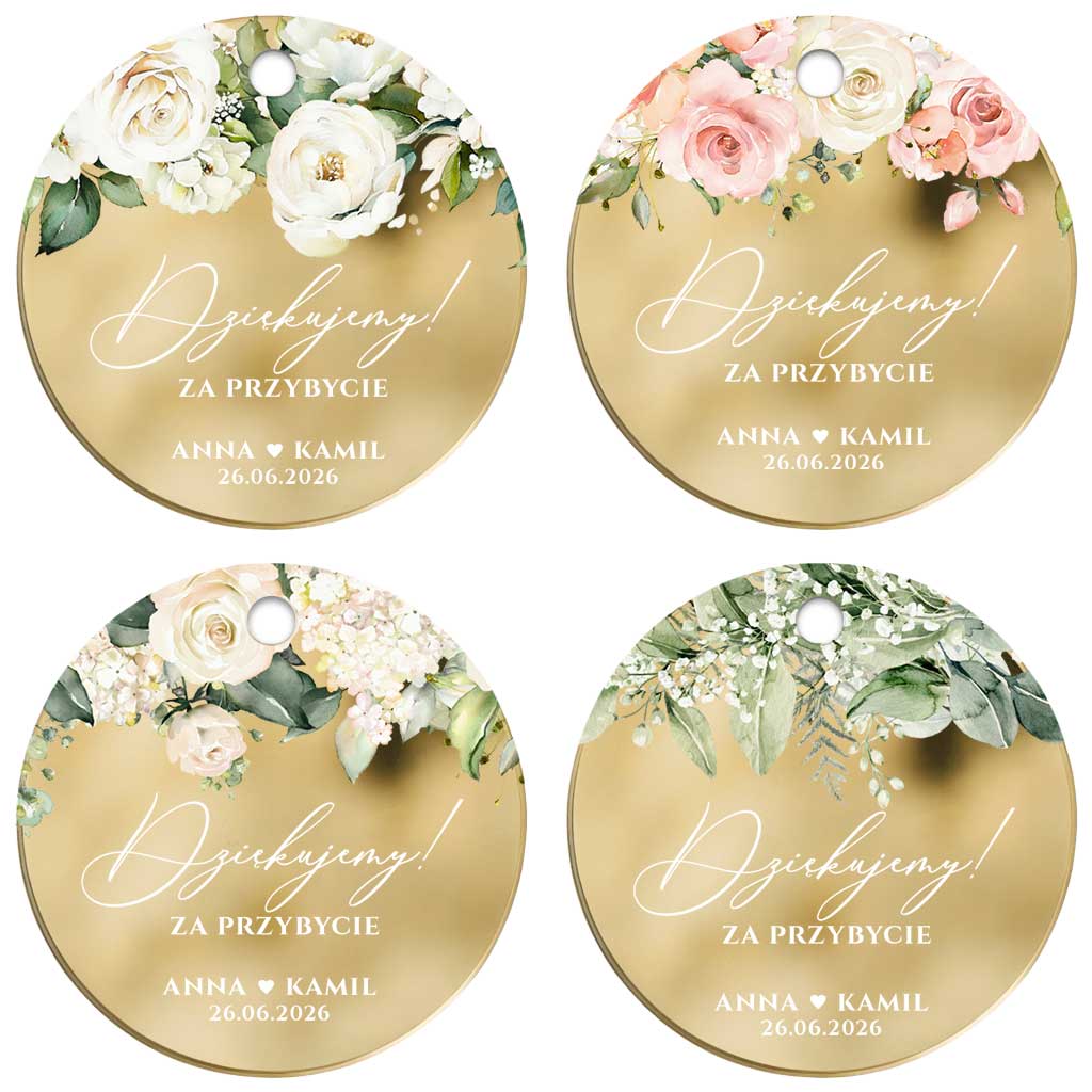 podziękowania dla gości zawieszka lustrzane złoto